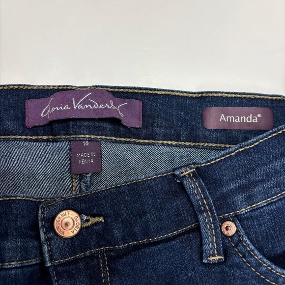 Gloria Vanderbilt Amanda Straight Leg Women's size 14P Dark Blue Denim jeans - Picture 2 of 4